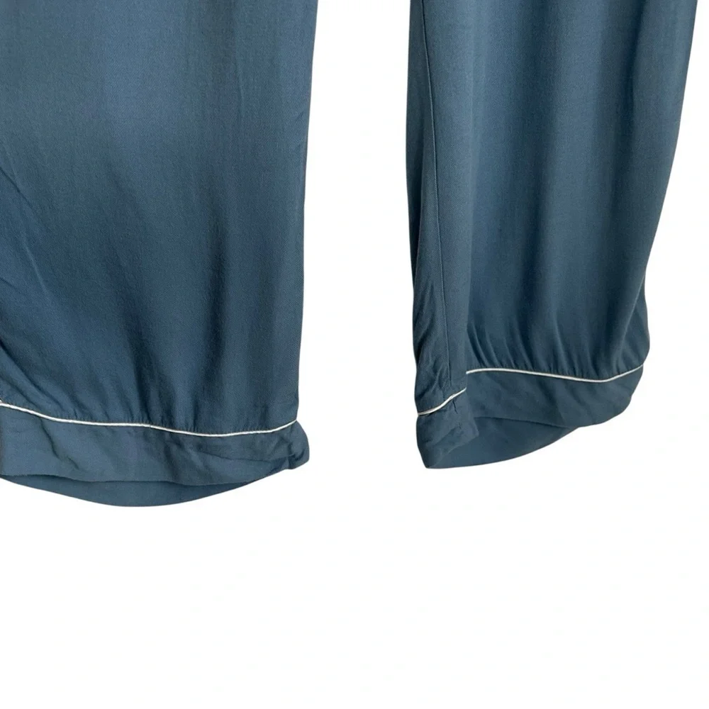 Jason Wu Womens Pajama Pants Sz Medium Blue White Elastic Waist Pockets
